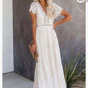 White lace maxi dress